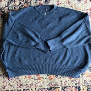 Free People Easy Street Tunic Sweater Oversized in Fancy Blue